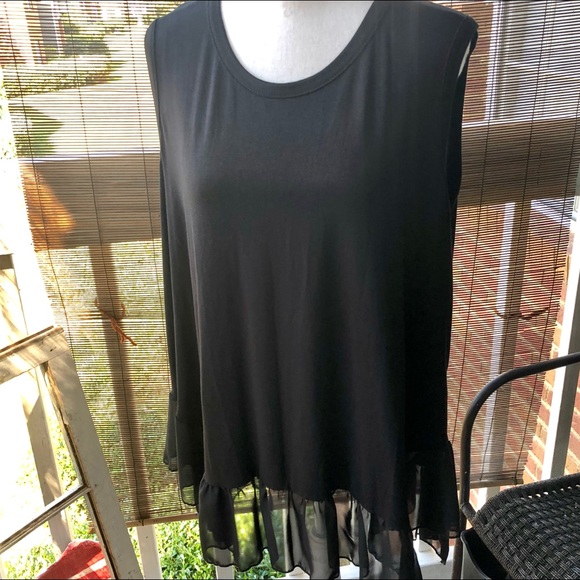 Kim & Cami Tops Plus Size Ladys Tank Top Wsheer Ruffle Trim X